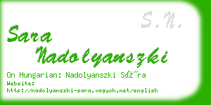sara nadolyanszki business card